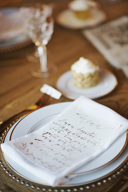 Gold calligraphy menu
