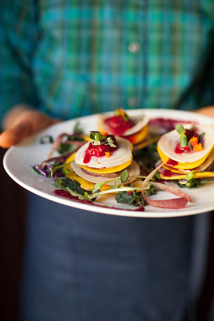 Colorful dinner party food