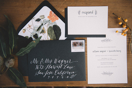 Black and white wedding invitation