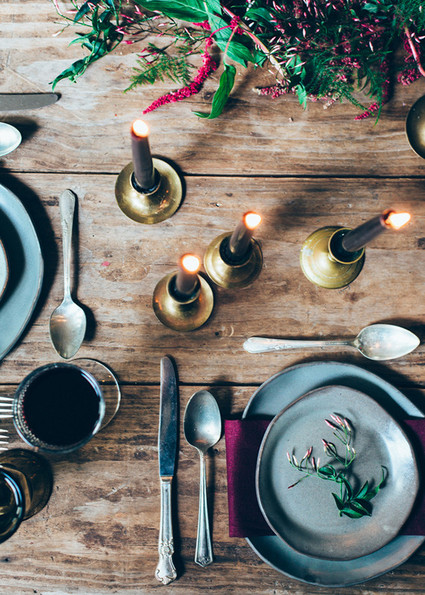 Moody spring wedding place setting
