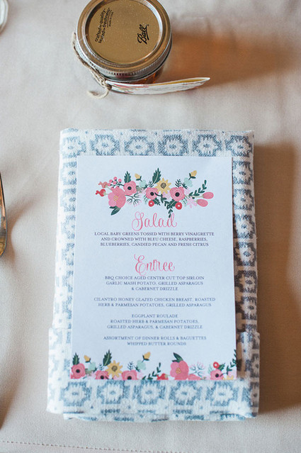 Rustic pink and blue menu