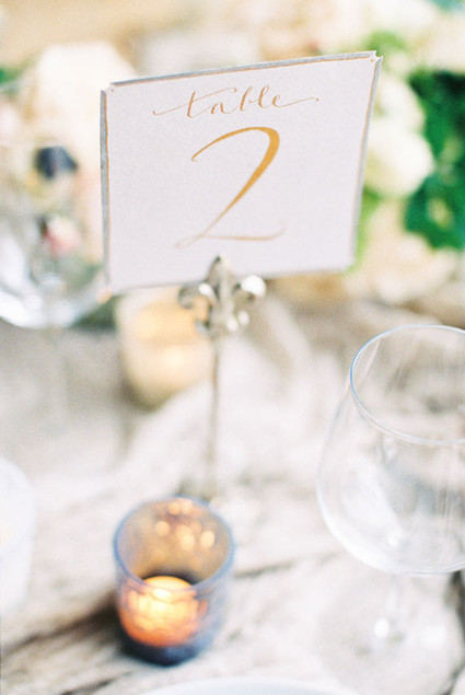 Gold and white table number Inspiration
