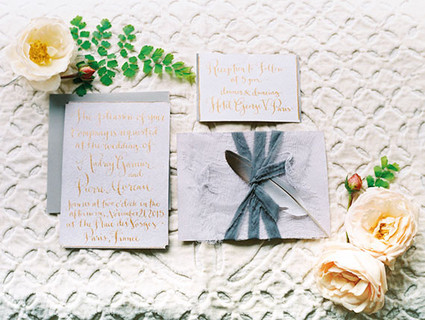 Light blue and blush wedding invitation