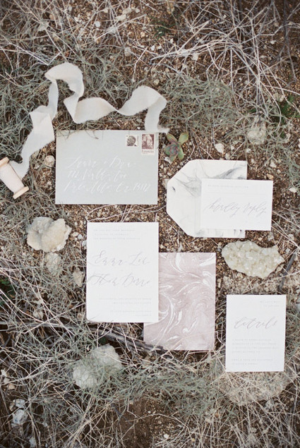 Beige desert themed wedding invitiation