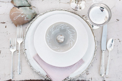 Pastel and silver place setting
