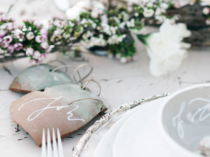 Pastel leaf escort card