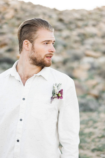 Sunset desert groom portrait