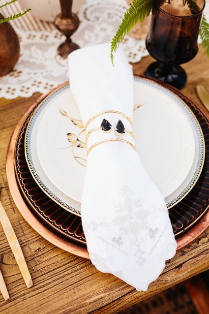 Desert copper and brown place setting
