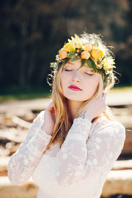 Yellow bohemian flower crown