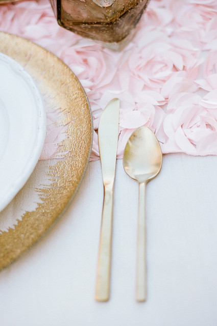 Gold flatware and place setting