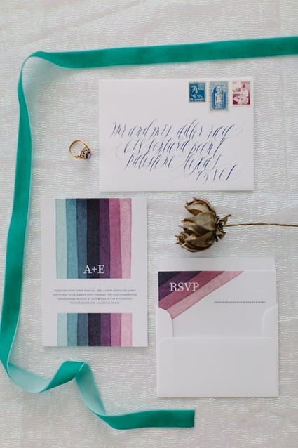 Iridescent wedding invitation set
