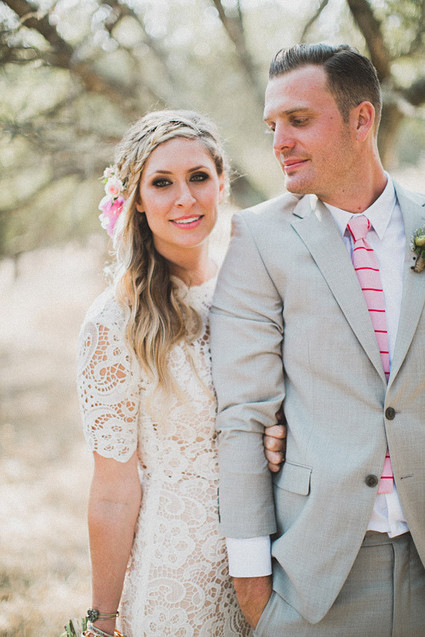Bohemian outdoor wedding portrait