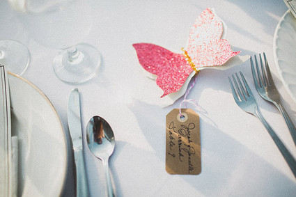 Pink butterfly escort card