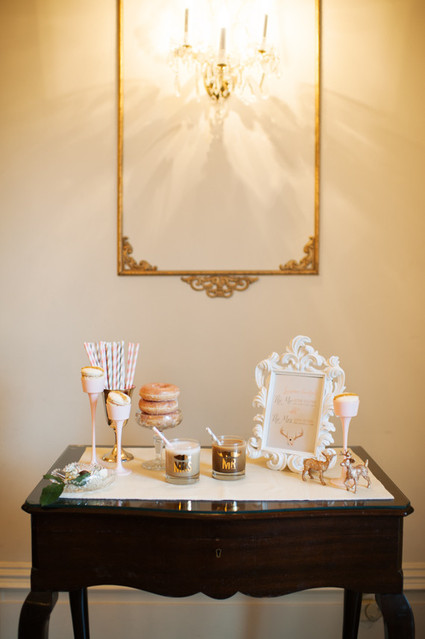 Gold wedding dessert table