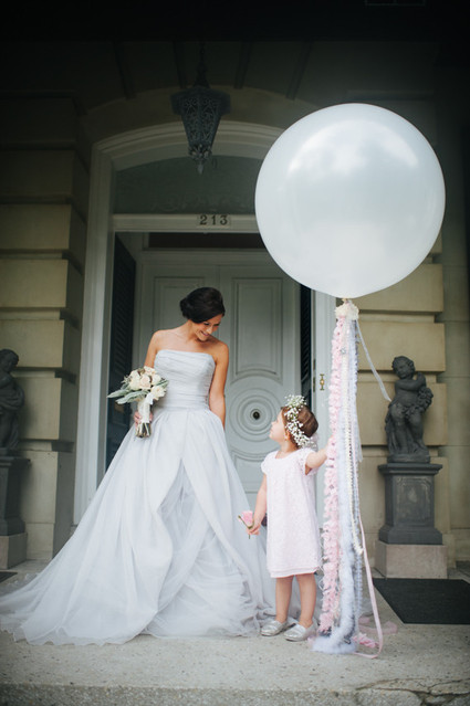 Bride with giant balloon and fringe