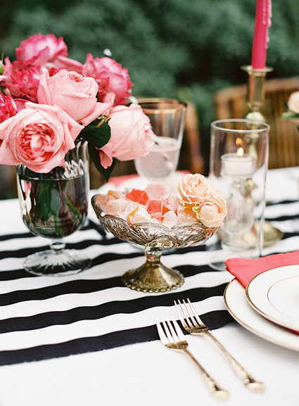 Pink, black and gold place setting