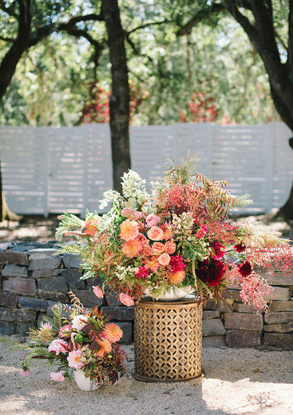 Colorful florals with gold vase