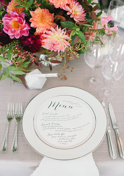 White round menu place setting