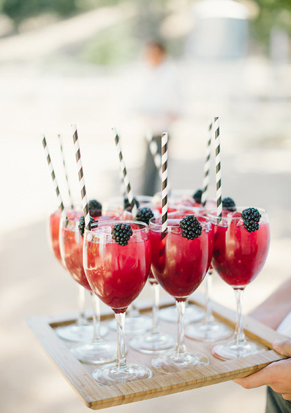 Berry cocktails with striped straws