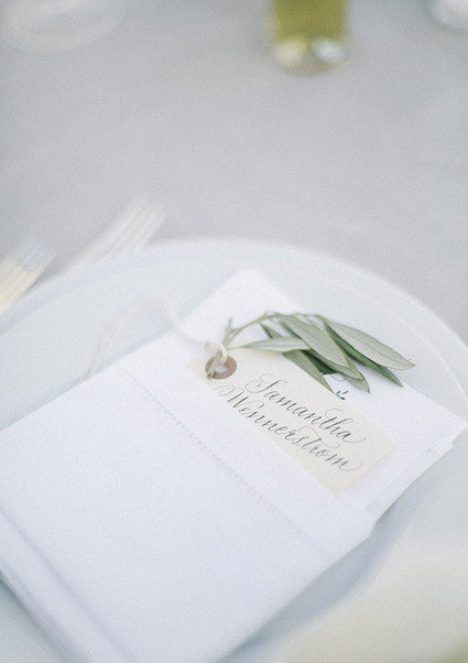 White olive branch place setting