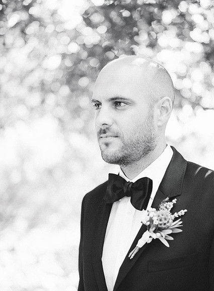 Black and white groom photo