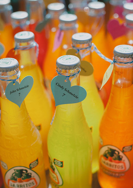 Modern Mexican wedding soda escort cards