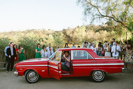Red transportation for wedding
