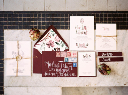Marsala wedding invitations