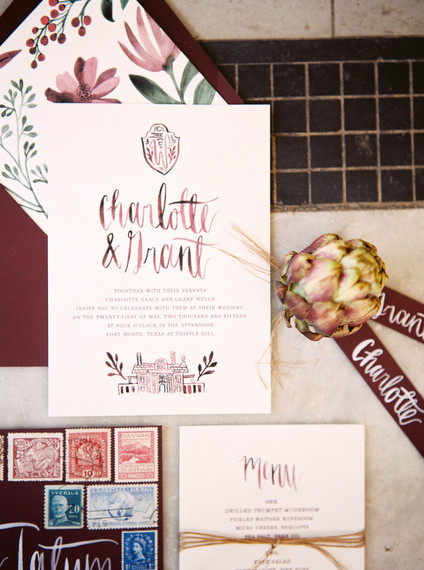 Marsala wedding invitations