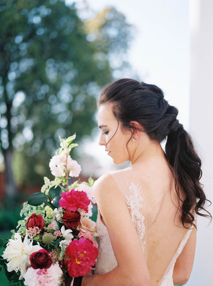 Low pony wedding hairstyle