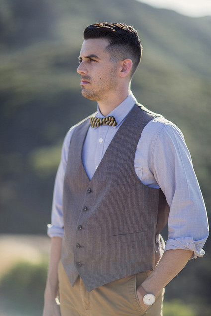 Vest and bowtie grooms attire