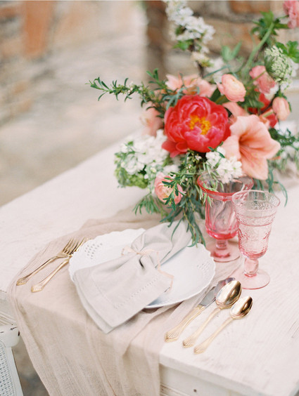 Pink and gold tablescape