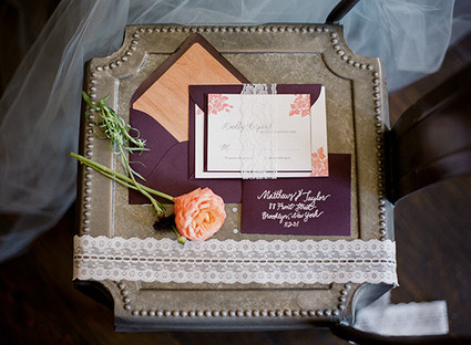 Purple and pink wedding invitations