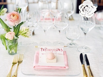 Modern pink bridal shower place setting