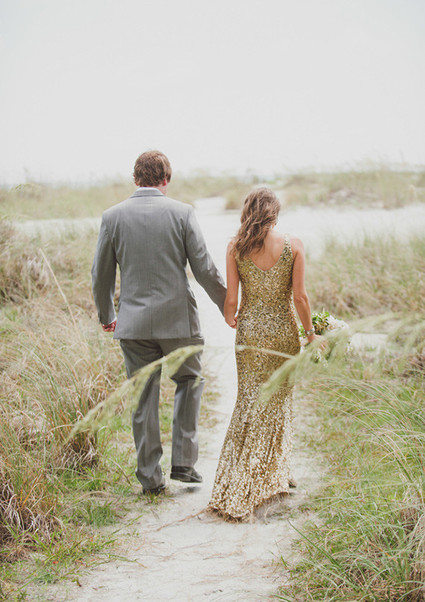 Gold and mint wedding portrait