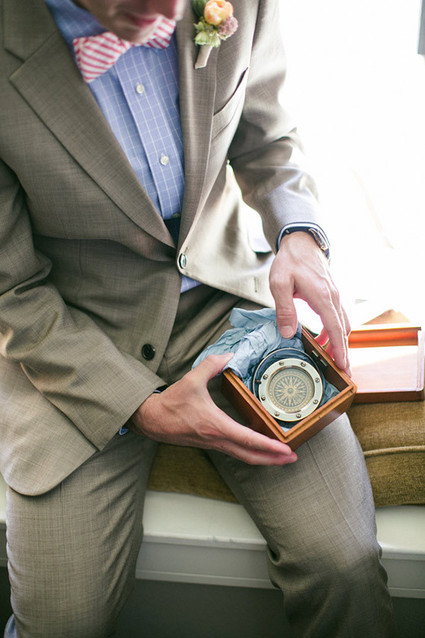 Groom opening present