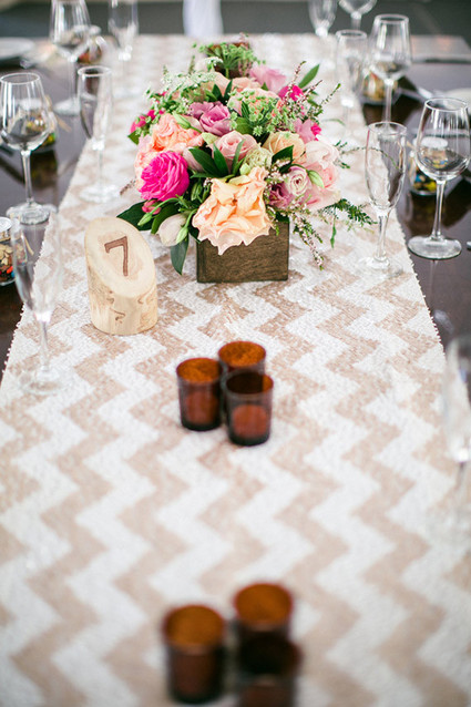 Beige chevron tablescape