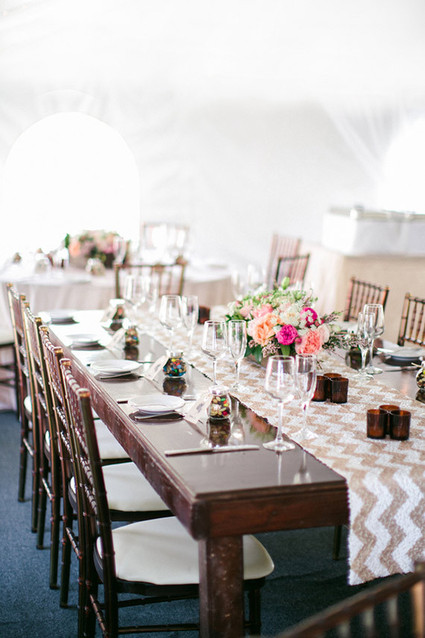 Beige chevron tablescape