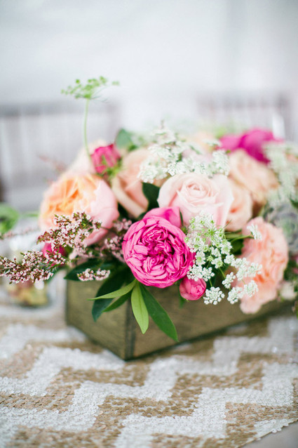 Gold and pink floral centerpiece