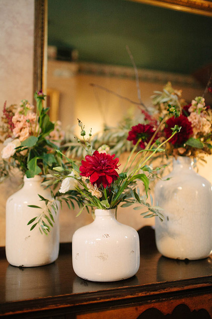 Green and deep red flower decor