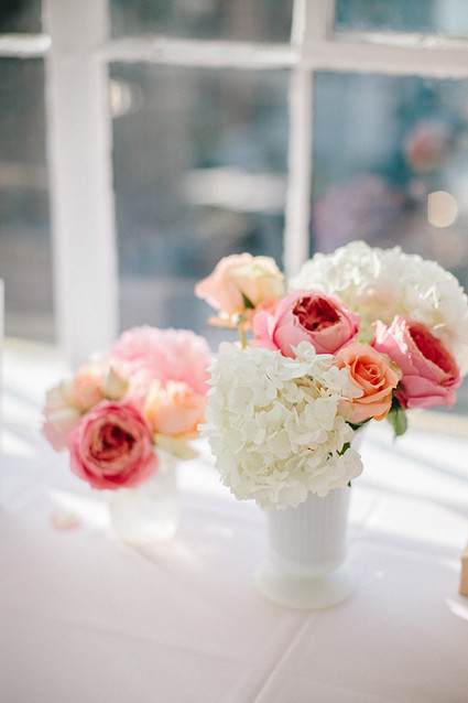 Pink and white centerpieces