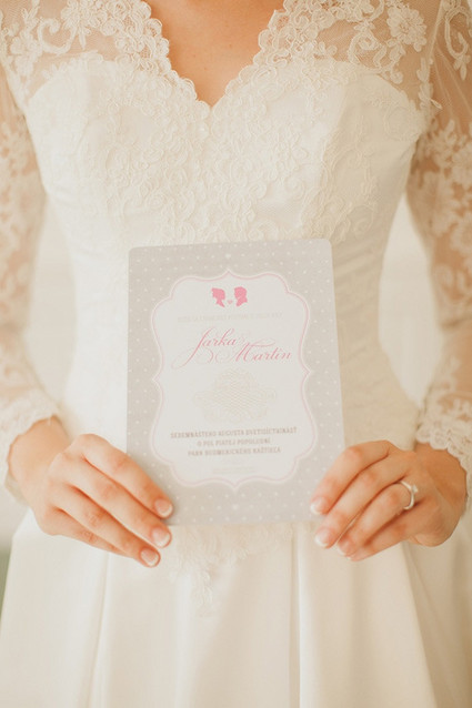 Silver and pink wedding invitation