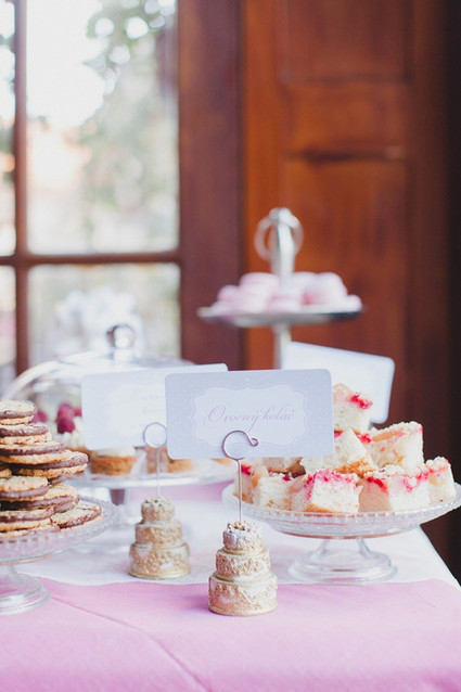 Pink and white dessert table