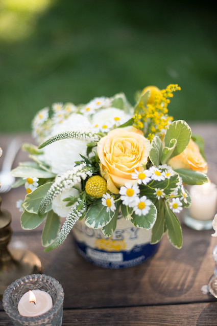 Yellow and white floral centerpiece
