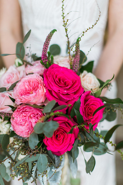 Pink rose wedding bouquet