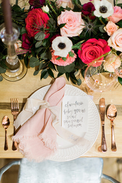 Pink and rose gold tablescape
