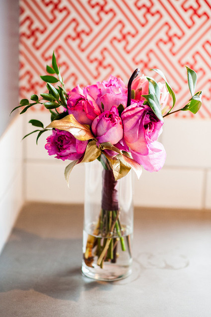 Bright pink centerpiece