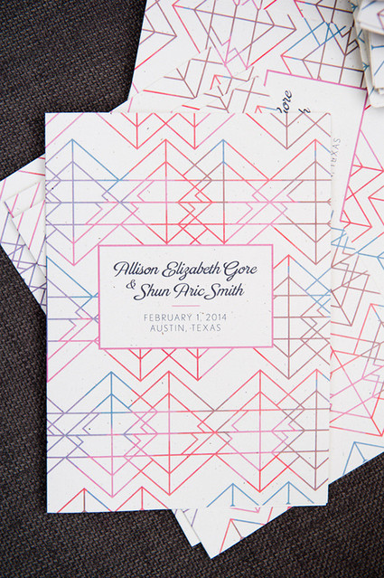 Modern geometric and colorful wedding invitation