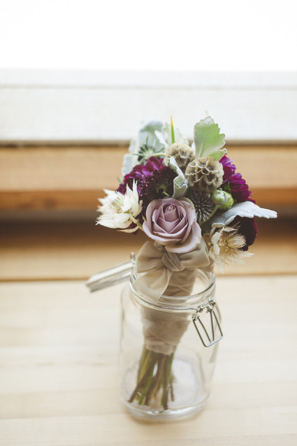 Purple and green centerpiece