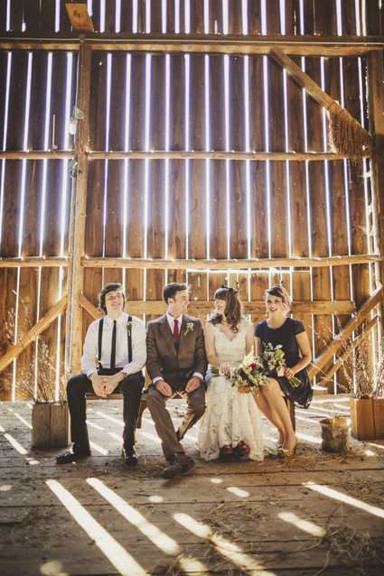 Barn wedding party